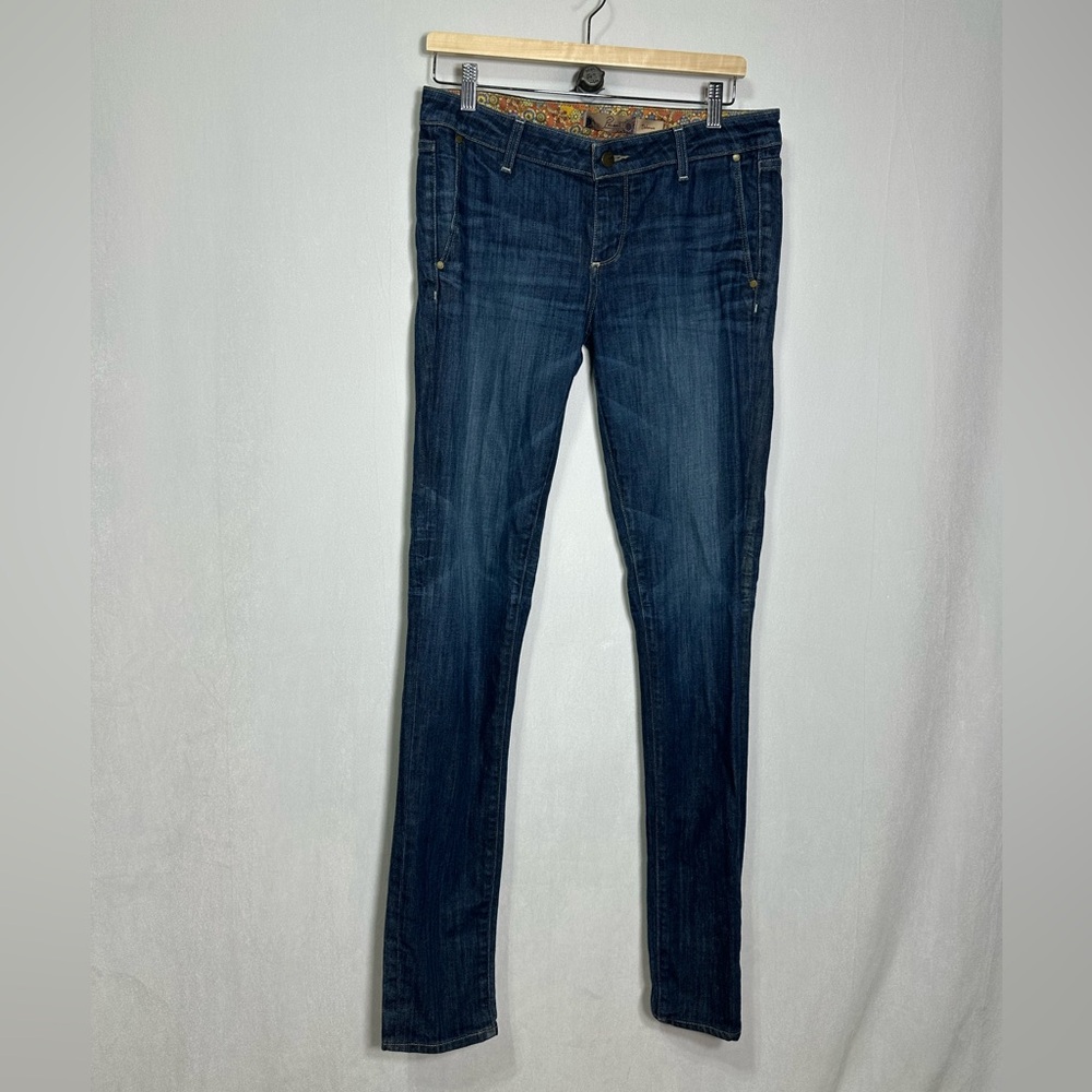 Paige Premium Denim Debonair‎ Skinny Jeans Dark Wash Floral Waistband Size 28